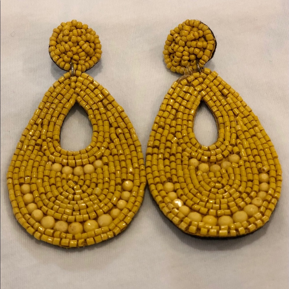 Yellow Beaded Earrings